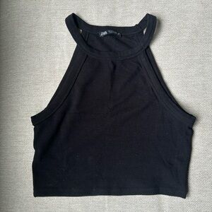 Zara cropped tank, black, medium